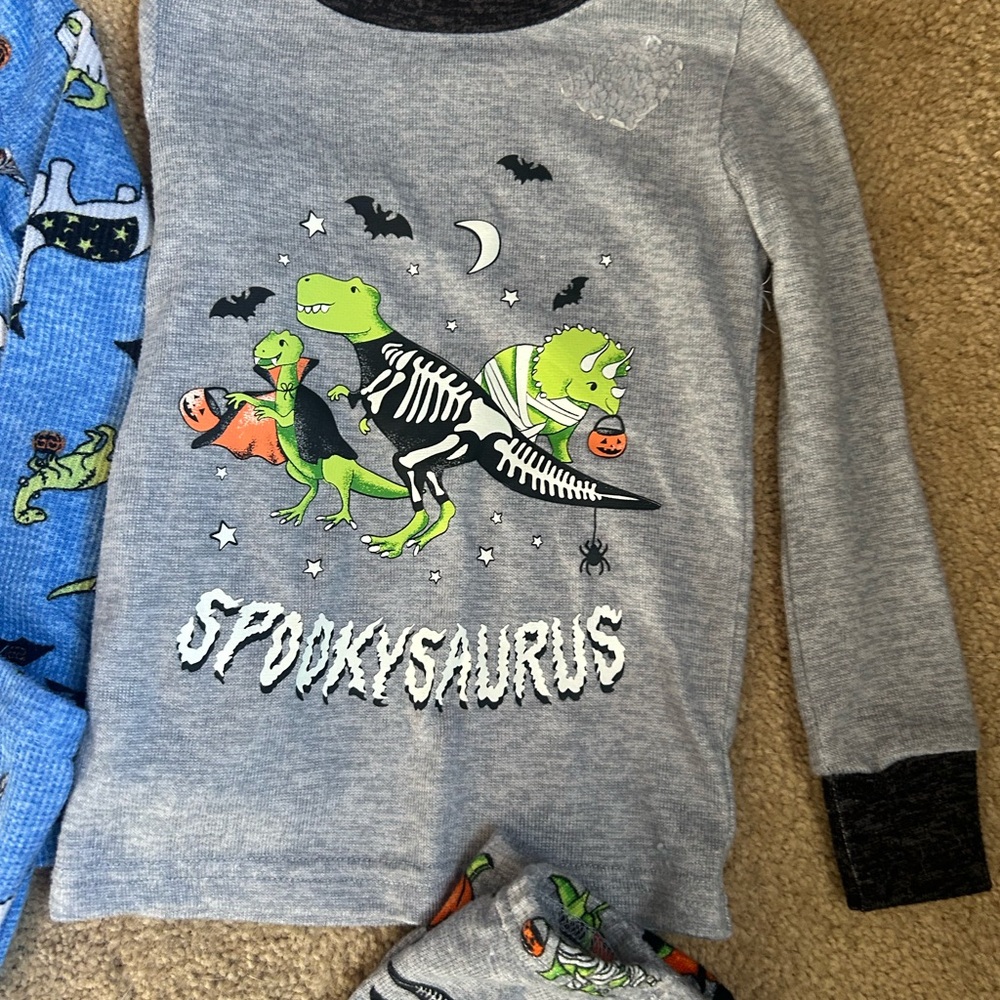 Kids Dinosaur Pajama Set - Blue and Gray - Picture 3 of 7